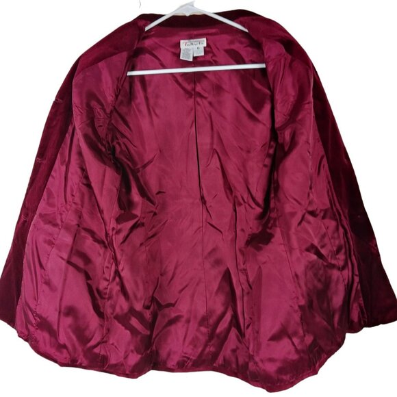 Vintage Talbots Womens Romantic Velvet Jacket Coat Crimson Red Size 6 Made USA - Picture 2 of 8